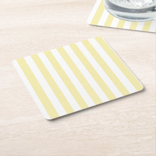 Gele en witte snoepjes strepen kartonnen onderzetters (Schuin)