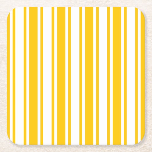 Gele en witte snoepjes strepen kartonnen onderzetters (Voorkant)