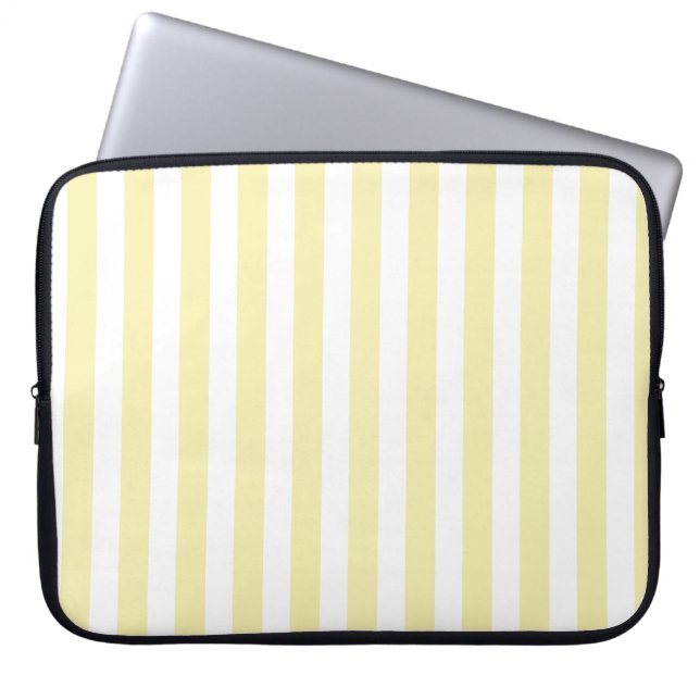 Gele en witte snoepjes strepen laptop sleeve (Voorkant)