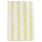 Gele en witte snoepjes strepen medium cadeauzakje (Voorkant)