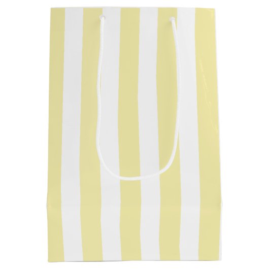 Gele en witte snoepjes strepen medium cadeauzakje (Achterkant)