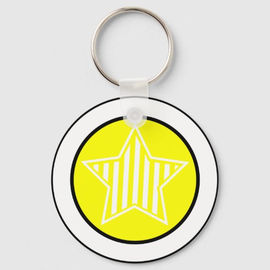 Gele en witte Star-Sleutelhanger Sleutelhanger (Voorkant)