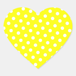 Gele en Witte Stippen Hart Sticker