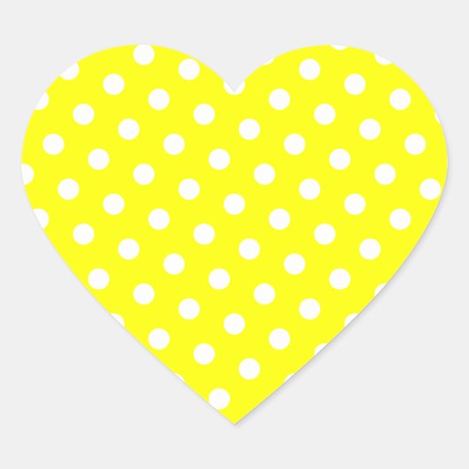 Gele en Witte Stippen Hart Sticker (Voorkant)