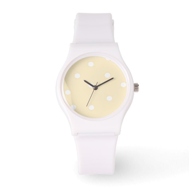 Gele en Witte Stippen Horloge (Voorkant)