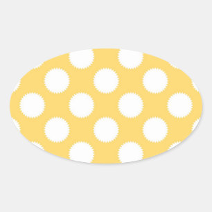 Gele en Witte Stippen Ovale Sticker