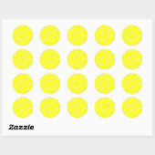 Gele en witte stippen ronde sticker (Vel)
