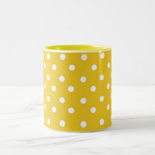 GELE EN WITTE STIPPEN TWEEKLEURIGE KOFFIEMOK