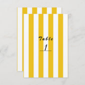 Gele en witte strepen moderne gestreepte tafel num kaart (Voorkant / Achterkant)