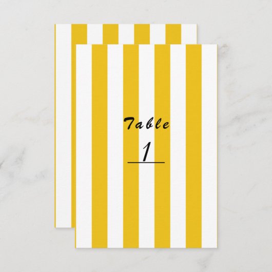 Gele en witte strepen moderne gestreepte tafel num kaart (Voorkant / Achterkant)