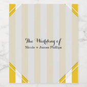 Gele en witte strepen Moderne striped Wine Labels Wijn Etiket (Enkel label)