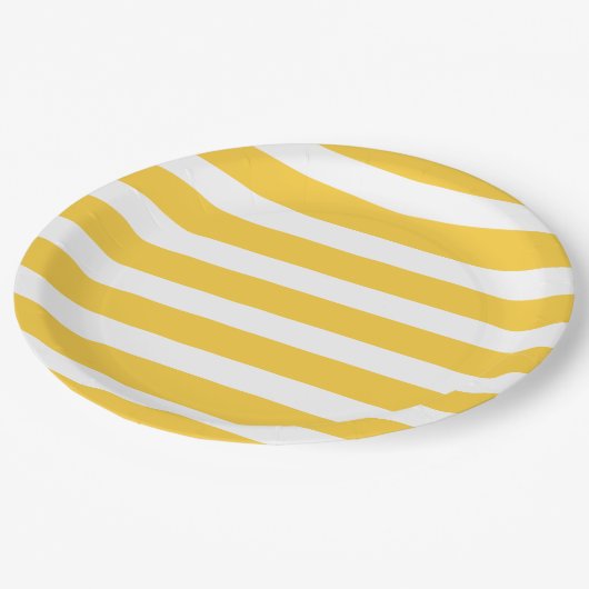 Gele en witte strepen papieren bordje (Gekanteld)