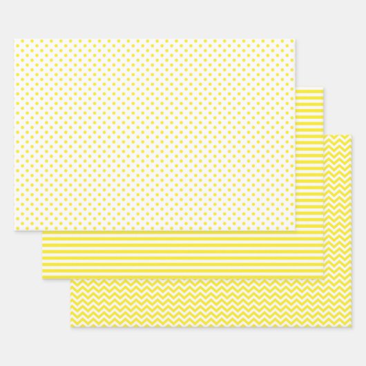 Gele en witte strepes Chevron Polka Dots Inpakpapier Vel (Set)
