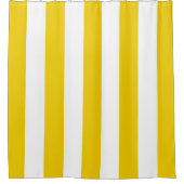 Gele en witte verticale strepen douchegordijn (Voorkant)