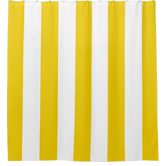Gele en witte verticale strepen douchegordijn (Voorkant)