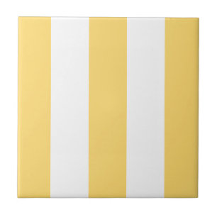Gele en witte verticale strepen tegeltje