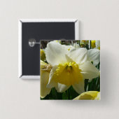 Gele en witte vetrol vierkante button 5,1 cm (Voorkant /achterkant)