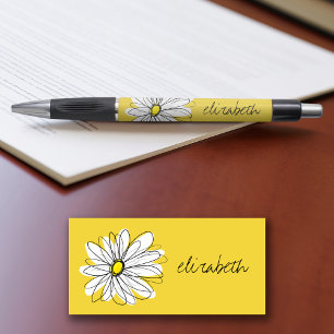 Gele en witte whimische madelief met aangepaste te pen