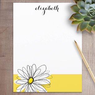 Gele en Witte Whimsical Madelief met Aangepaste Te