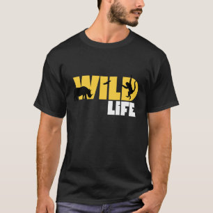 Gele en witte wildlife silhouet grafiek t-shirt