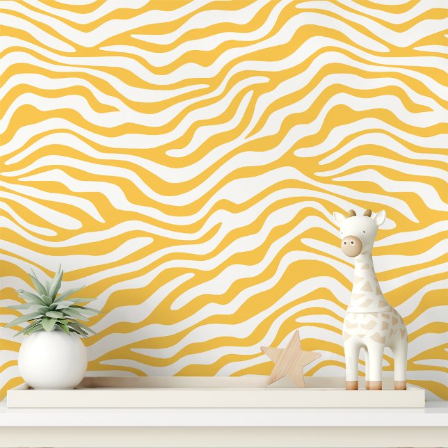 Gele en witte Zebra Stripe Behang (Creator heeft geüpload)