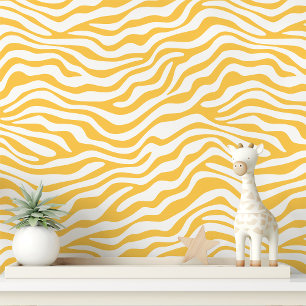 Gele en Witte Zebrastreep Behang