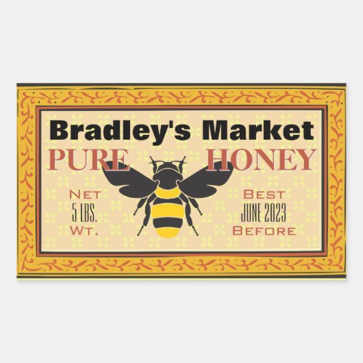 Gele en zwarte bijen Gepersonaliseerd Rechthoekige Sticker (Voorkant)