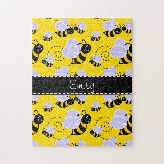 Gele en zwarte bijen legpuzzel (Verticaal)