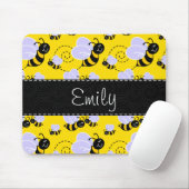 Gele en zwarte bijen muismat (Met muis)