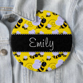 Gele en zwarte bijen ronde button 6,0 cm (In situ)