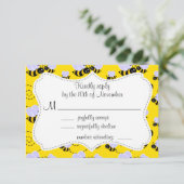 Gele en zwarte bijen RSVP kaartje (Staand voorkant)