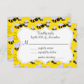 Gele en zwarte bijen RSVP kaartje (Voorkant / Achterkant)
