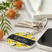 Gele en zwarte bijen sleutelhanger (Voorkant Rechts)