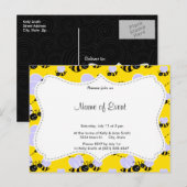 Gele en zwarte bijen uitnodiging briefkaart (Voorkant / Achterkant)