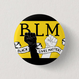 Gele en zwarte BLM protestpop Ronde Button 3,2 Cm