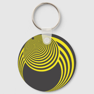 Gele en zwarte bol en gat illusie sleutelhanger