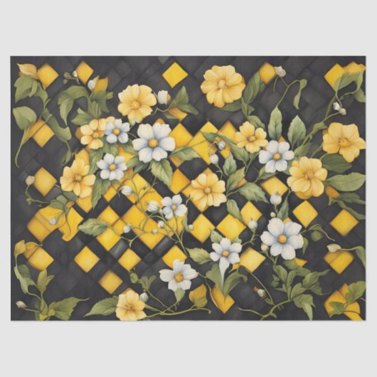 Gele en zwarte buffel controleren met geel wit tissuepapier (Voorkant)