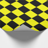 Gele en zwarte checkboard Squares Cadeaupapier (Hoek)