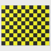 Gele en zwarte checkboard Squares Cadeaupapier (Vlak)