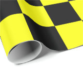 Gele en zwarte checkboard Squares Cadeaupapier (Rol Hoek)