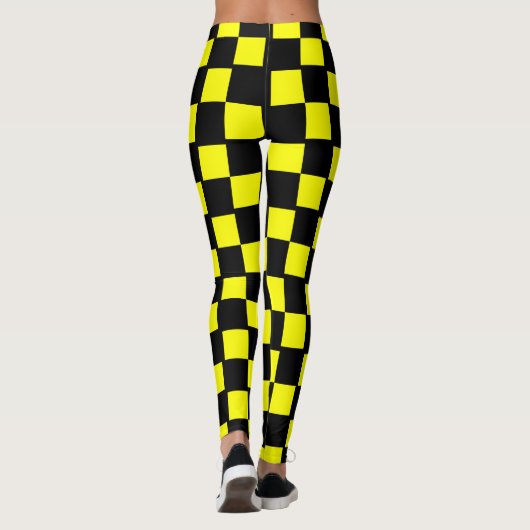 Gele en zwarte checkboard Squares Leggings (Achterkant)