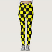 Gele en zwarte checkboard Squares Leggings (Voorkant)