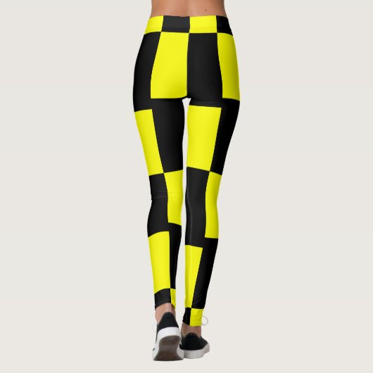 Gele en zwarte checkboard Squares Leggings (Achterkant)