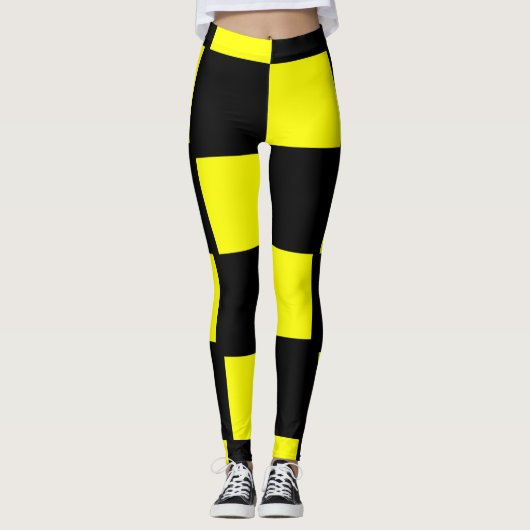 Gele en zwarte checkboard Squares Leggings (Voorkant)