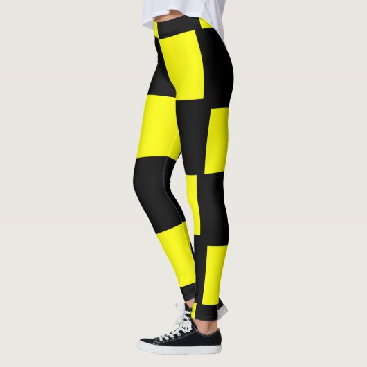 Gele en zwarte checkboard Squares Leggings (Links)