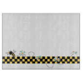 Gele en zwarte cheques met roombijen snijplank (Voorkant)