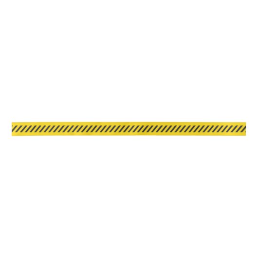 Gele en zwarte Chevron Caution Danger Tape Satijnen Lint (Voorkant)