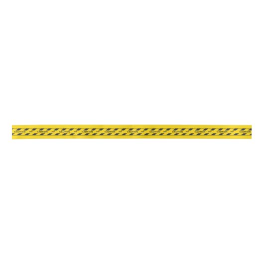 Gele en zwarte Chevron Caution Danger Tape Satijnen Lint (Voorkant)