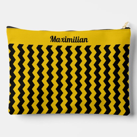 Gele en zwarte Chevrons - GROTE accessoirezak Etui (Achterkant)