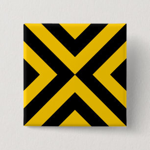 Gele en zwarte Chevrons Vierkante Button 5,1 Cm